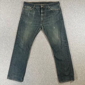 Levis Jeans Mens 38x32 513 Slim Straight Dark Wash Blue Denim Cotton